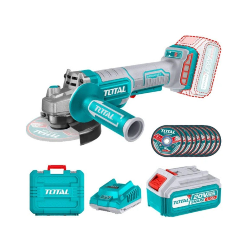 Amoladora Angular 4.1/2" Inalámbrica 20v Sin Carbones - Batería 4.0Ah TAGLI2111561