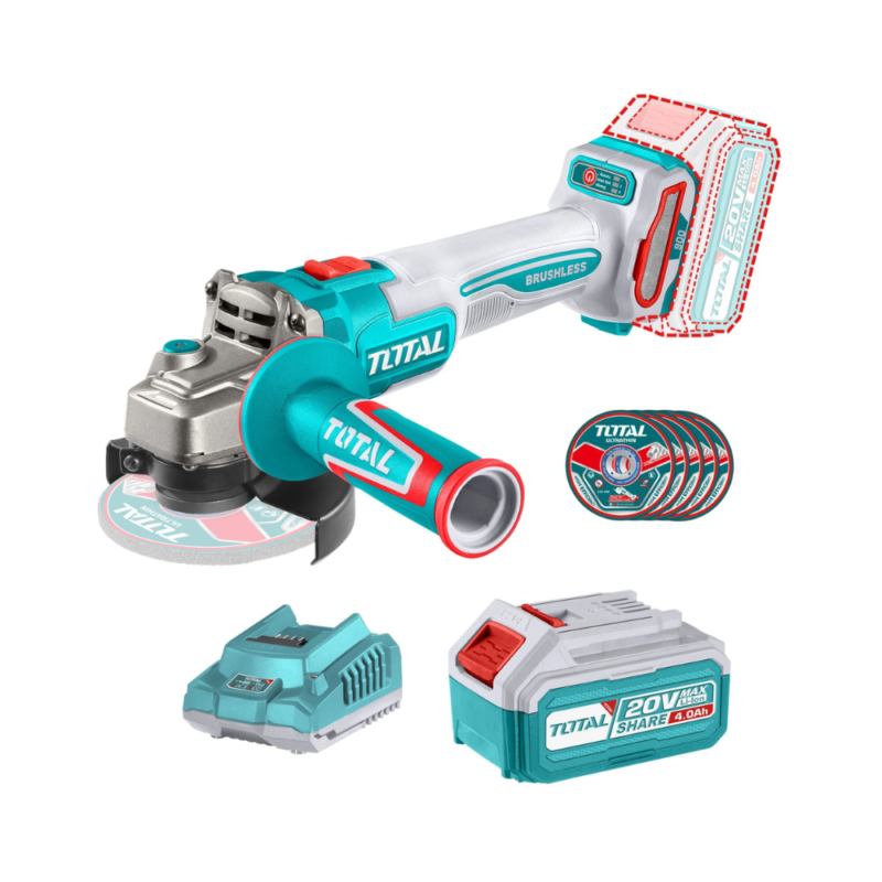 Amoladora Angular 4.1/2" Inalámbrica 20v Sin Carbones - 1 Batería 4.0Ah TAGLI261521