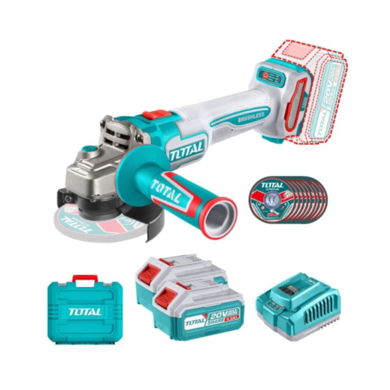 Amoladora Angular 4.1/2" Inalámbrica 20v Sin Carbones - 2 Baterías 4.0Ah TAGLI271532