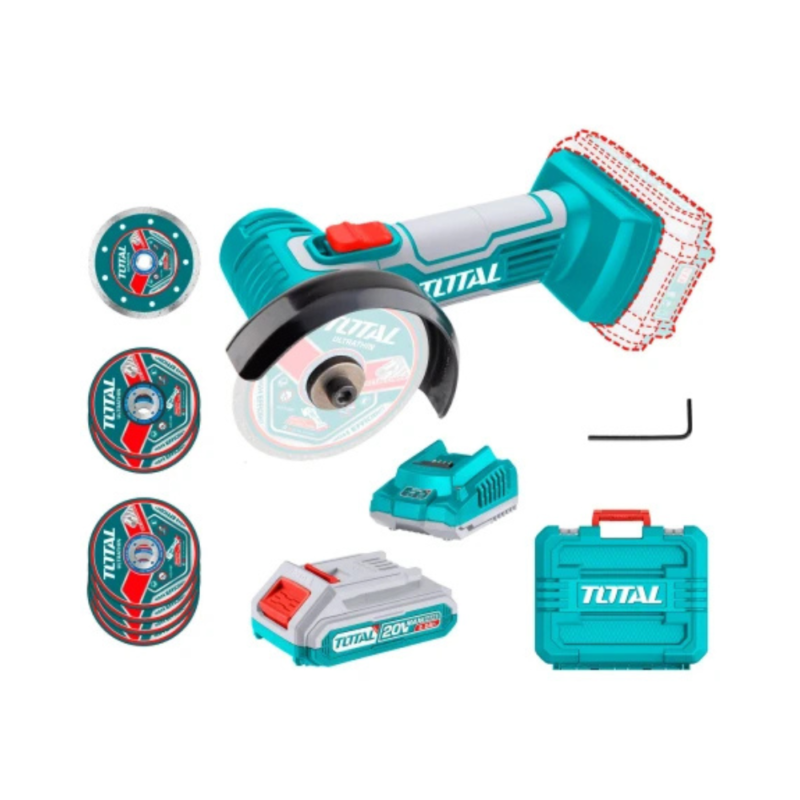 Mini Amoladora Angular 3" Inalámbrica 20v - Batería, Cargador Y Accesorios TAGLI76012