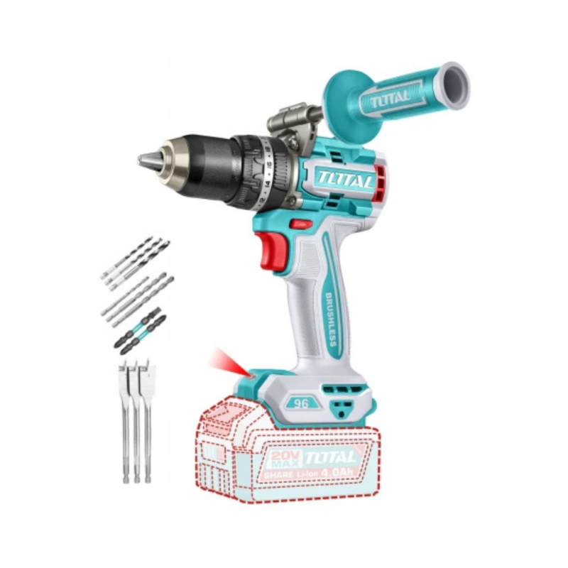 Taladro Percutor Y Atornillador Inalámbrico 96Nm A Batería 20v - Sin Carbones TIDLI209685