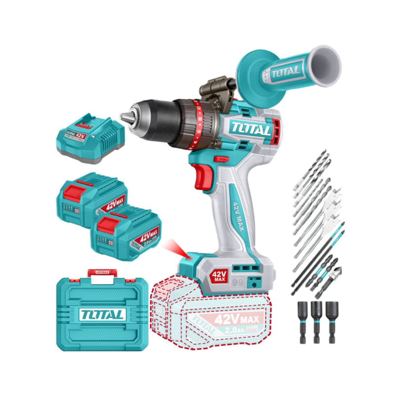 Taladro Percutor Y Atornillador 42v 99Nm - 2 Baterías, Cargador Y Maletín - Sin Carbones TIDLI429982