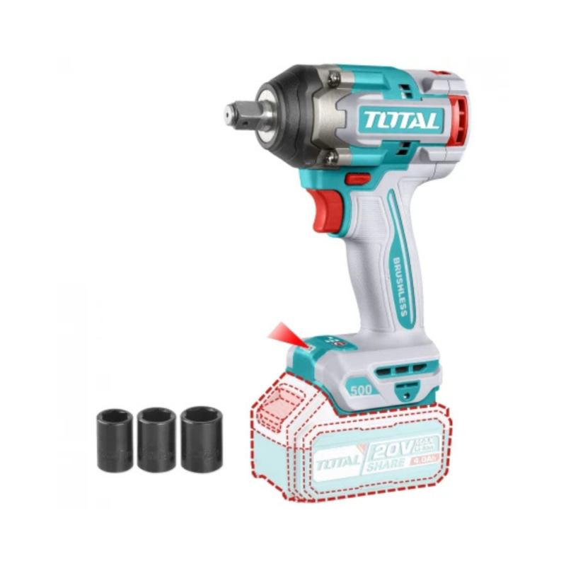 Llave De Impacto 1/2" 500Nm Inalámbrica A Batería 20v TIWLI20501