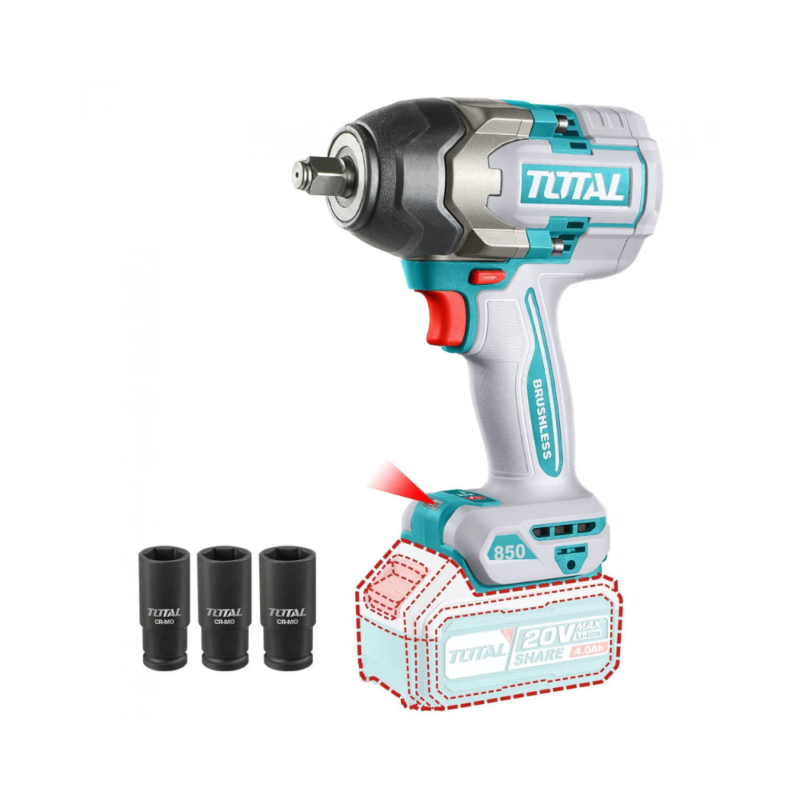 Llave De Impacto 1/2" 850Nm Inalámbrica A Batería 20v TIWLI20851