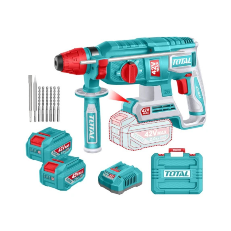 Rotomartillo Inalámbrico 42v Sds Plus Sin Carbones - 2 Baterías 2.0Ah, Cargador Y Maletín TRHLI422682